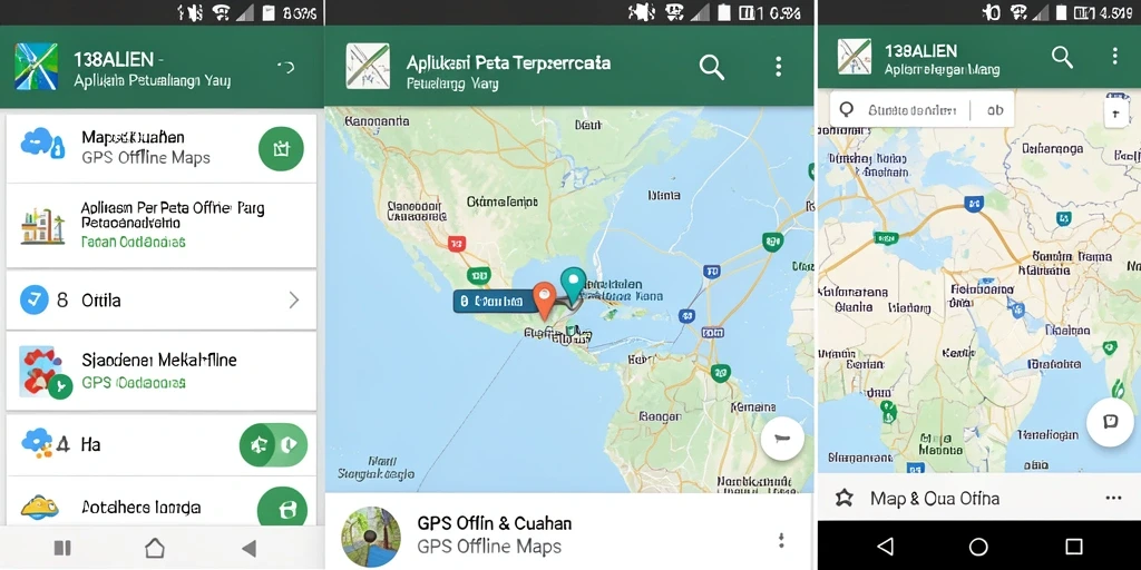 Antarmuka aplikasi 138ALIEN yang intuitif untuk GPS Offline Maps.