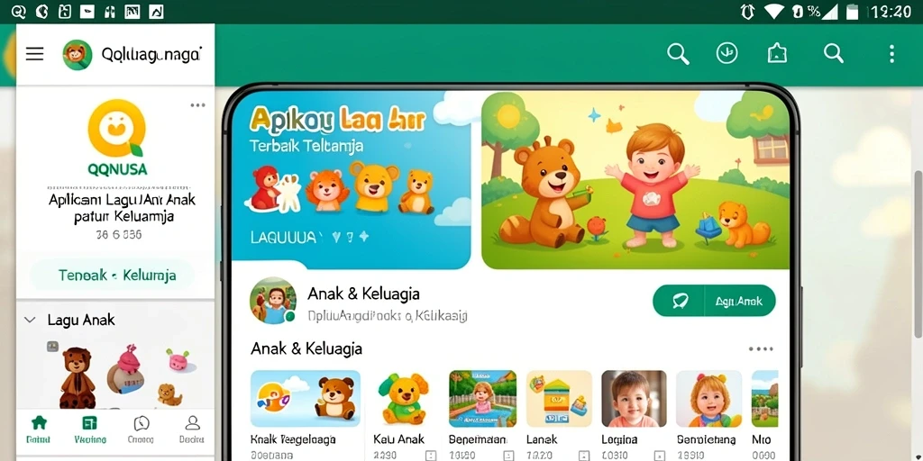 Antarmuka aplikasi QQNUSA dengan koleksi lagu anak
