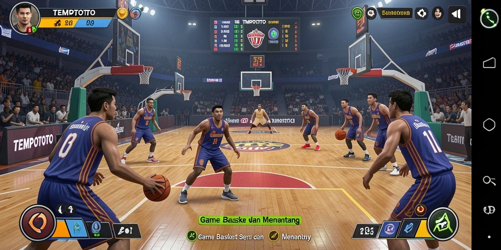 Tampilan antarmuka game Basket TEMPOTOTO yang menarik dan interaktif.