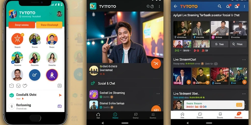 Antarmuka pengguna <strong>TVTOTO</strong> yang modern untuk pengalaman live streaming yang optimal.