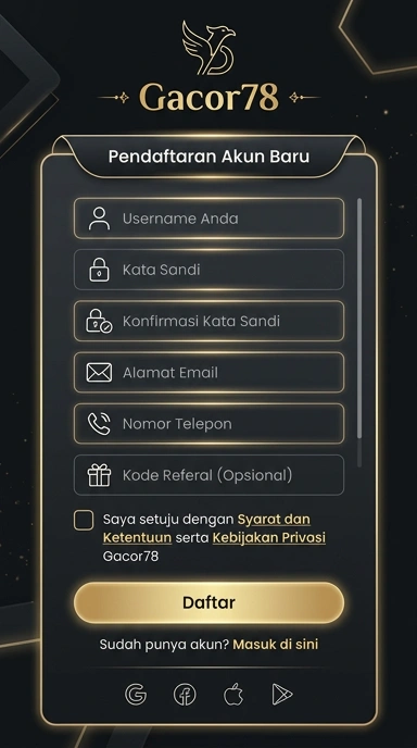 Tampilan halaman daftar gacor78