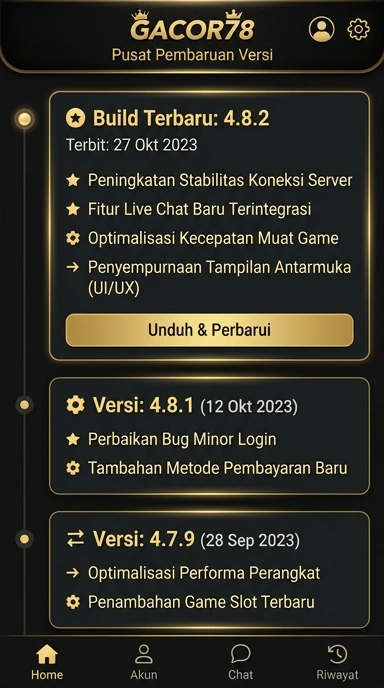 Tampilan riwayat versi gacor78